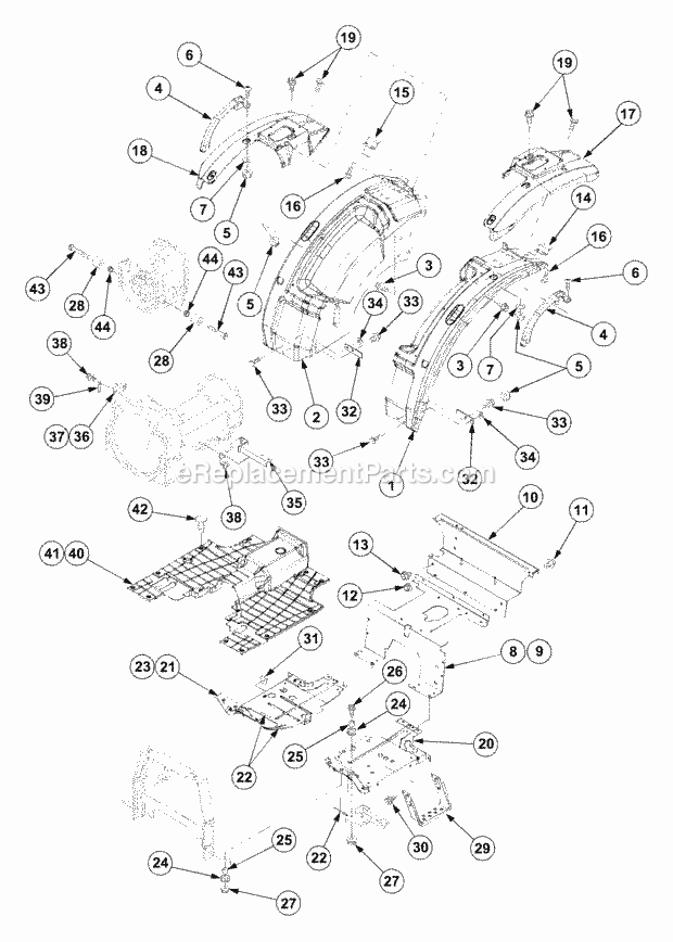 Fender & Step Diagram and Parts List for 7532 54AF44G-710, 54AH44G-710, 54AN44G-710 Cub Cadet Lawn Tractor